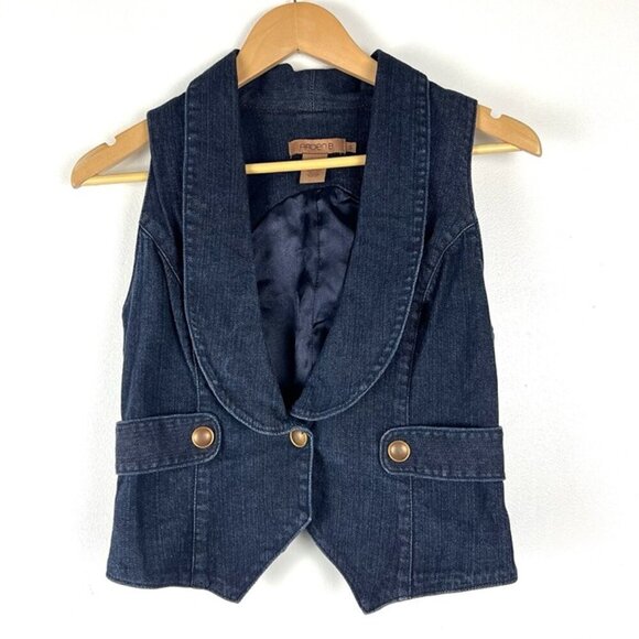 Arden B Vintage Y2K Denim Vest Sz S Cropped Form Fitting Preppy Grunge Western - Picture 1 of 8
